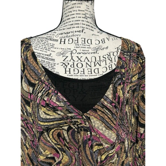 JM Collection Baroque Paisley TUNIC Scoop Neck Whimsical Dark Fairy Grunge 2X - Picture 2 of 8